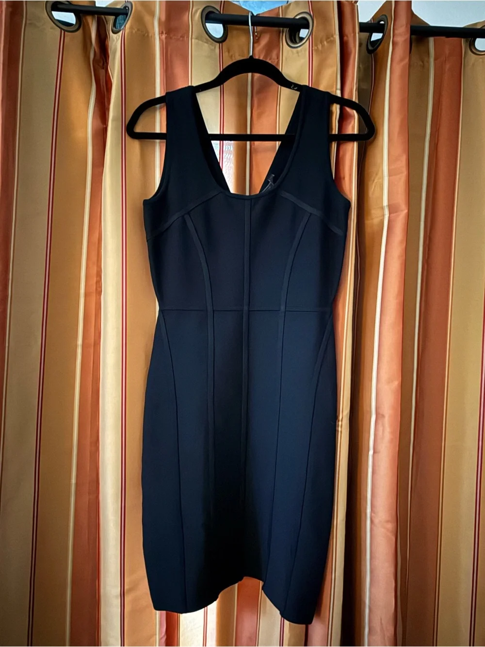 BCBGMaxAzria Black Fitted Midi Sheath Dress